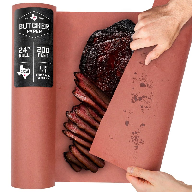 DIY CREW Pink Butcher Paper Roll - 24 Inch x 200 Feet - Food-Grade Peach Butcher Paper for Smoker, BBQ, Smoking and Wrapping Meat - Unbleached, Unwaxed and Uncoated - Made in USA - Image 1